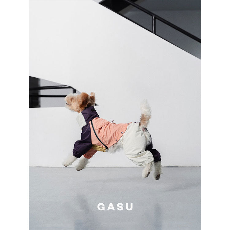GASU Vautrer / [Peach Khaki] Strong Waterproof Detachable 4-Leg Raincoat / Windbreaker Jacket