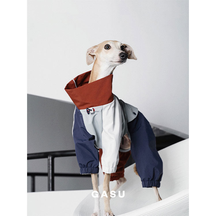 GASU Vautrer / [Brick Blue] Strong Waterproof Detachable 4-Leg Raincoat / Windbreaker Jacket