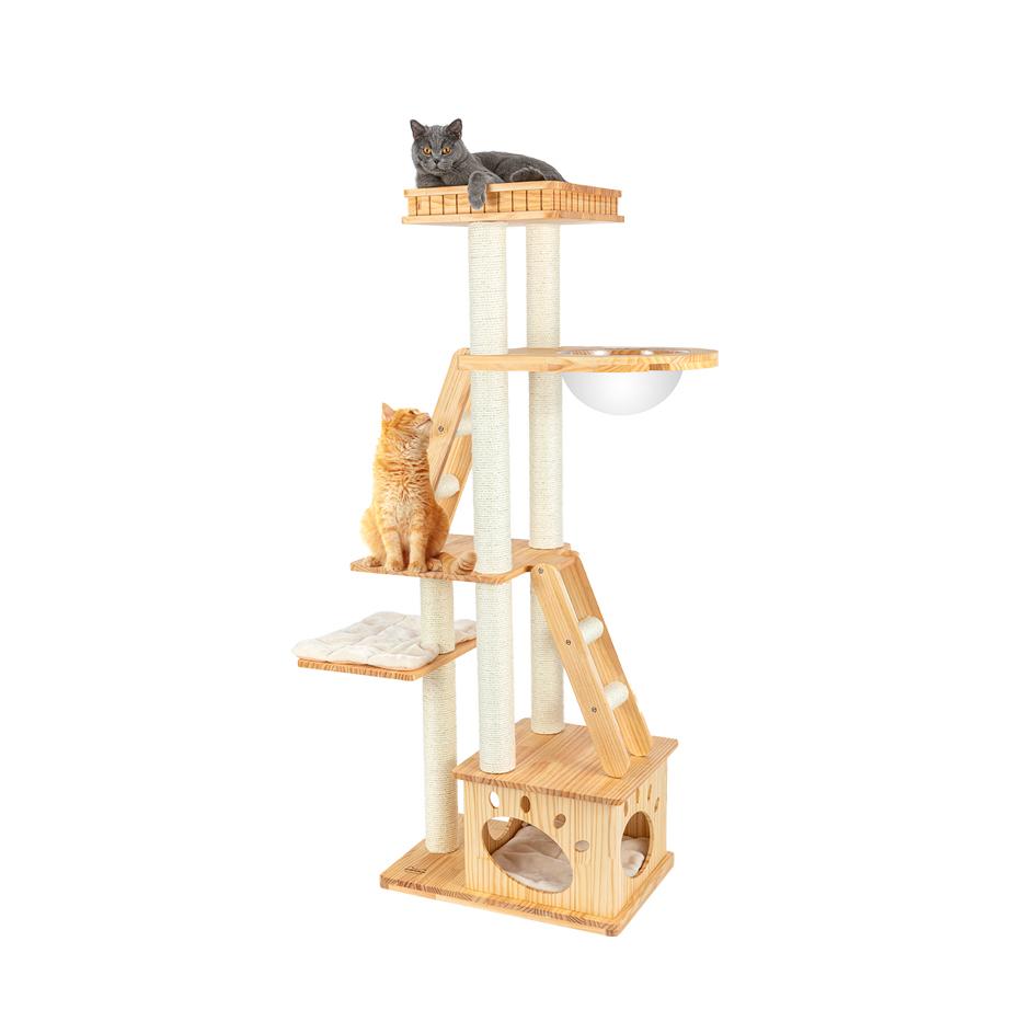 HONEYPOT CAT® SOLID WOOD 5-LEVEL CAT TREE 1.76M