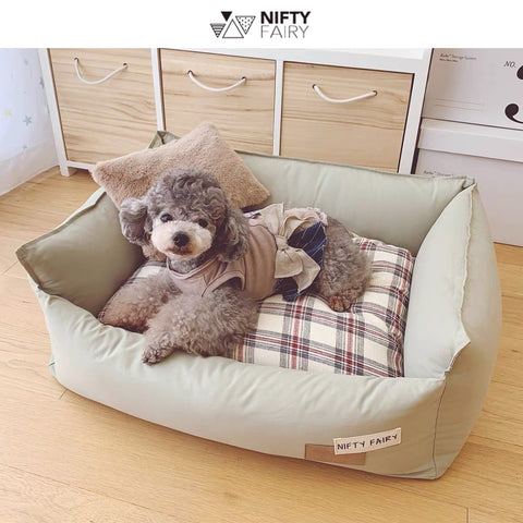 NIFTY FAIRY Premium Four Season Pet Bed with Pillow - Green