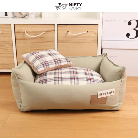 NIFTY FAIRY Premium Four Season Pet Bed with Pillow - Green
