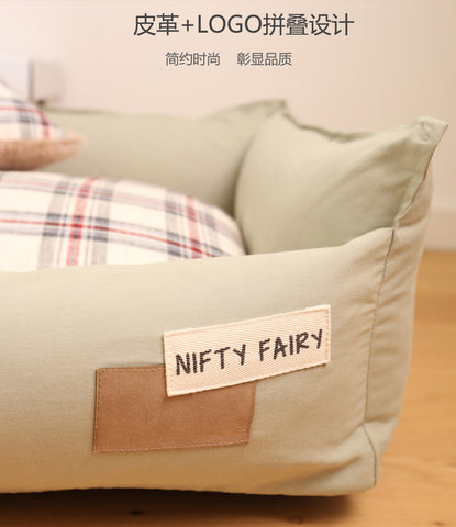 NIFTY FAIRY Premium Four Season Pet Bed with Pillow - Green