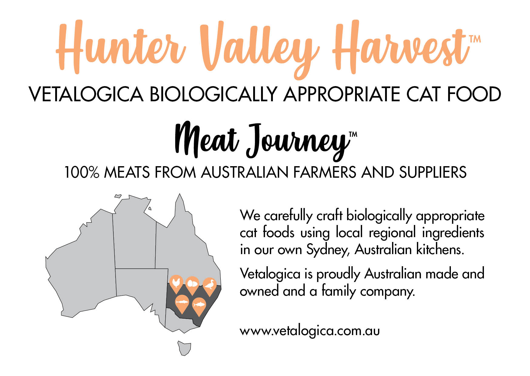Vetalogica Biologically Appropriate Hunter Valley Harvest Adult Cat Food 3kg